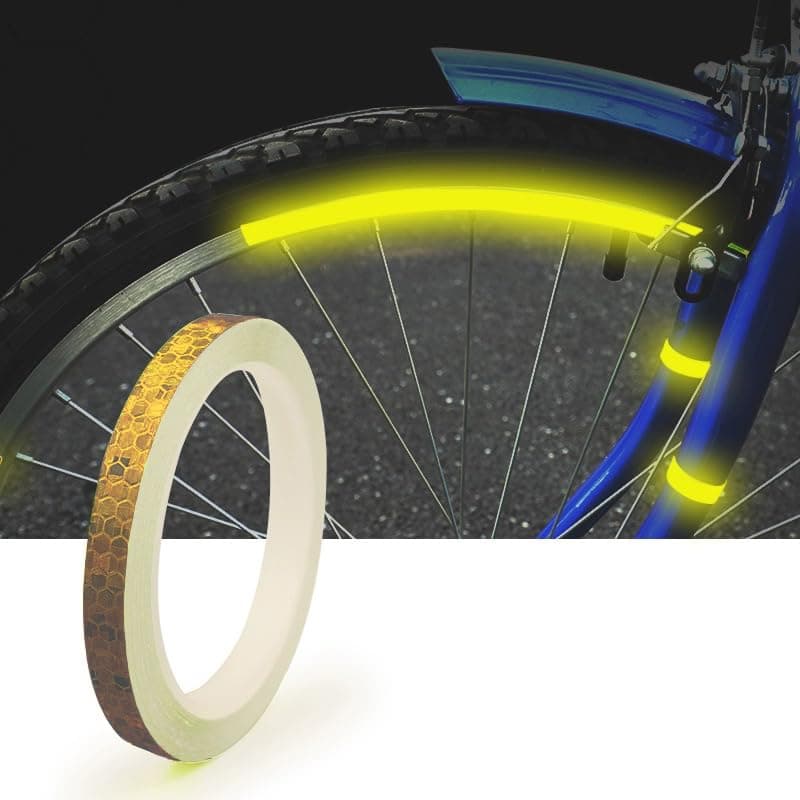 K-FINEReflective Tape Outdoor Waterproof 0.4IN*8m Reflective Stickers Stick on Reflector Tape Night Safety Warnning Tapes Reflective Strips for Clothing Trailer Motorcycle Bicycles Mailbox Yellow