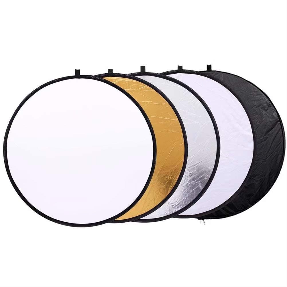 KonseenPhotography Lighting Reflector 43"/110cm Portable 5 in 1 Collapsible Round Multi Disc Translucent, Silver, Gold, White, and Black Reflector for Studio or Photography