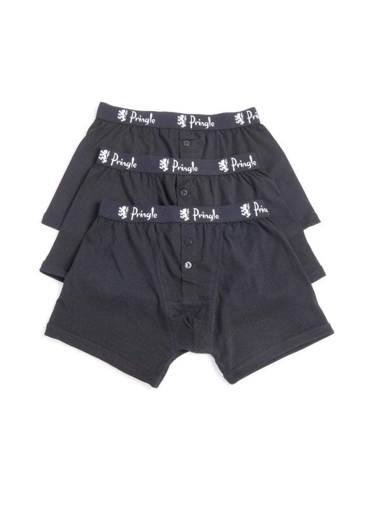 Pringle of Scotland Men's 3 Pack Knitted Boxer Shorts Underwear Black/grey/white