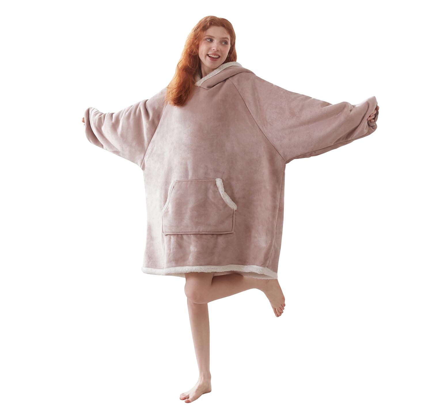 COOVA Wearable Blanket Hoodie, Oversized Flannel&Sherpa Hooded for Women and Men, Cozy Sweatshirt with Giant Pocket