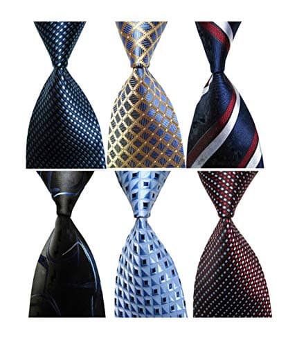 Wehug Lot 6 PCS Men's Ties 100% Silk Tie Woven Necktie Jacquard Neck Ties