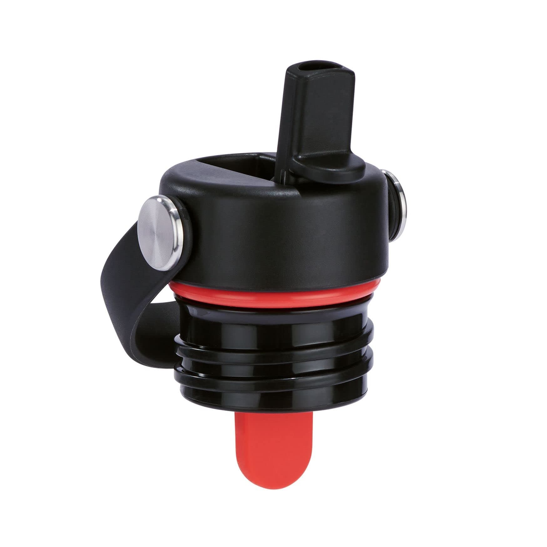 Flex Straw Cap for Standard Mouth - Leakproof - Honeycomb Insulated Cap with Flex Strap for Easy Carrying - Dishwasher Safe - Black