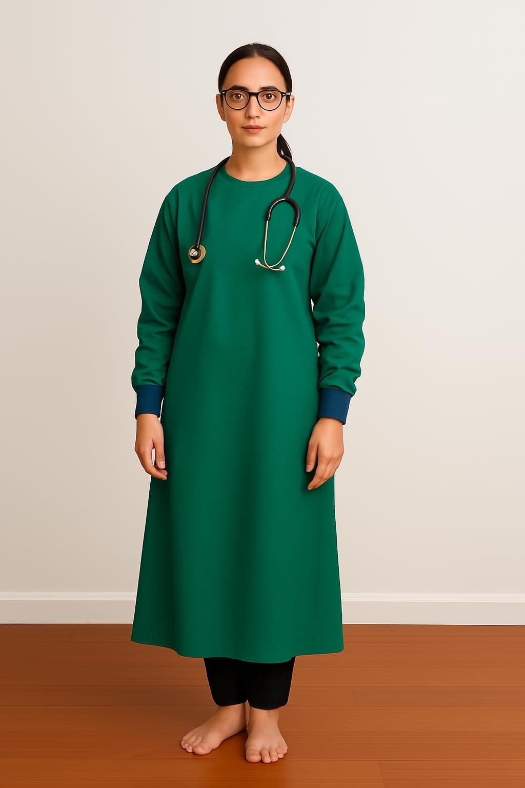 P.M.P.S.® Surgeon Gown Plain | Green Cotton Fabric | Reusable and Washable | Back Tie | Free Size Unisex Green Color 01 - Only Gown