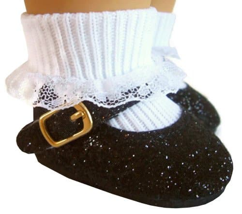 Doll Clothes Sew Beautiful Black Glitter Sparkle Shoes Fits 18 Inch American Girl Dolls