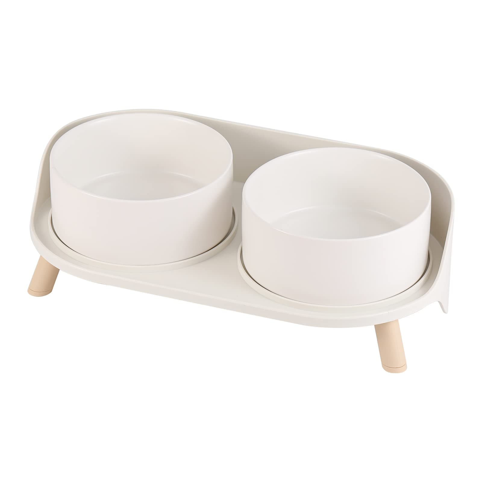 Elevated Ceramic Dog Bowl Set - Double Dog Feeding Bowls with Stand Splash Proof - Raised Dishes for Food and Water - Ideal for Small to Medium Dogs - 2 x 850 ml - 28.74 oz