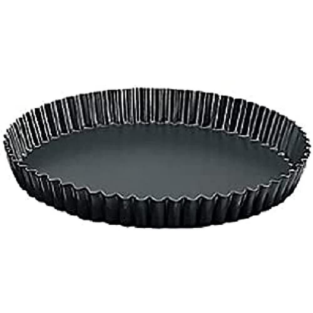 De Buyer 5356.32N-La Lyonnaise Heavy Blue Steel Fluted Pie Pan with Removable Bottom, 32 cm Diameter