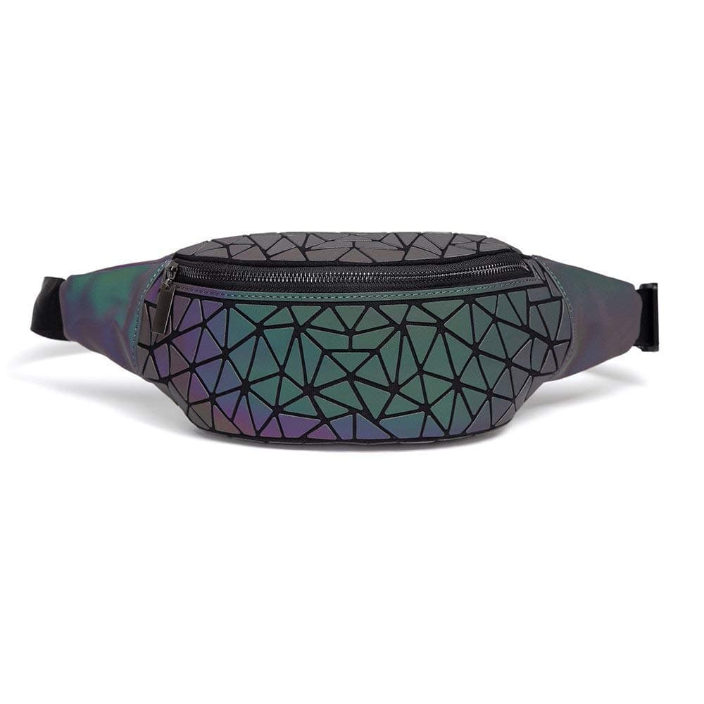 Luminous Fanny Pack Womens Holographic Fanny Packs Festival Rave Fashion Geometric Waist Pack Sport Chest Bag