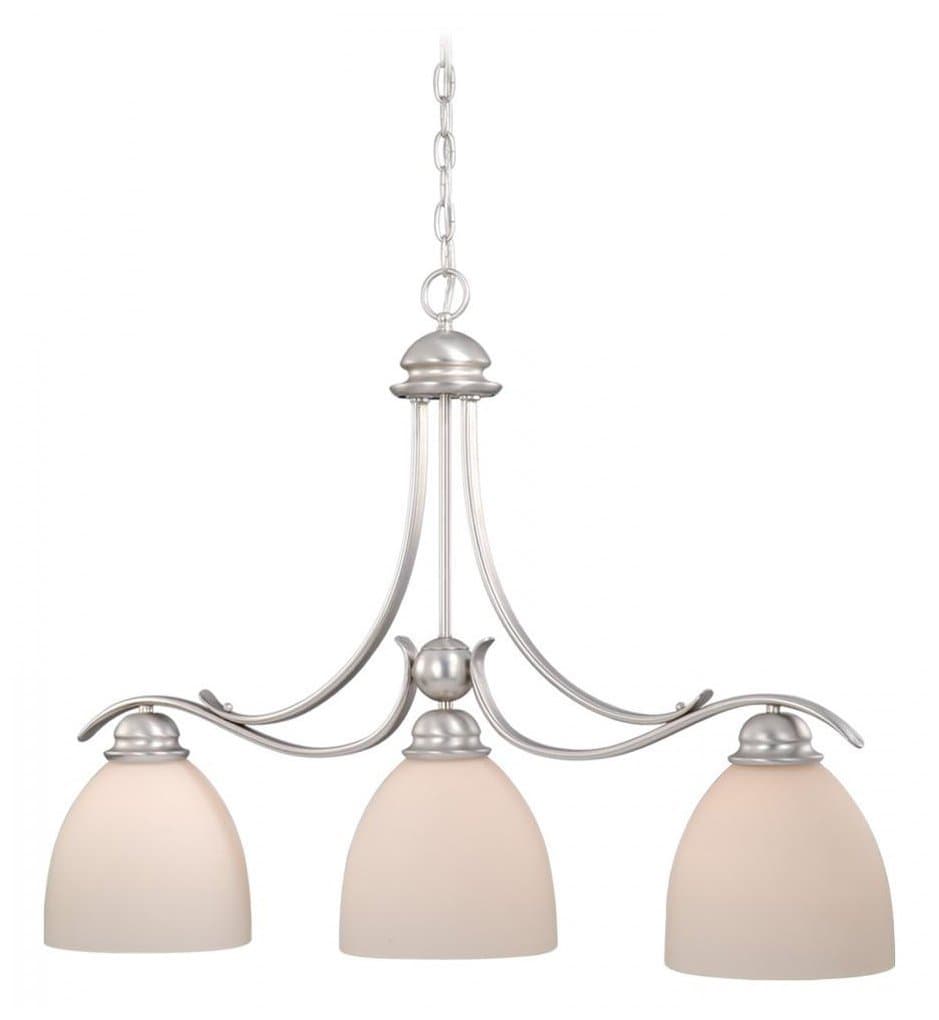 Vaxcel USA ALPDD360BN Avalon 3 Light Island Pendant Lighting Fixture in Nickel, Glass