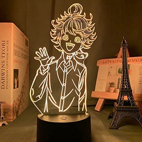 Cartoon Lamp Kids Lamp, Japanese Manga The Promised Neverland Emma Figure Led Night Light for Home RooLight Gift with Acrylic Illusion Light