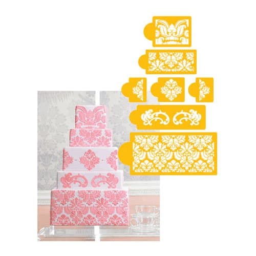 Designer Stencils Designer Decorating Stencil Damask Cake 5-Tier Set