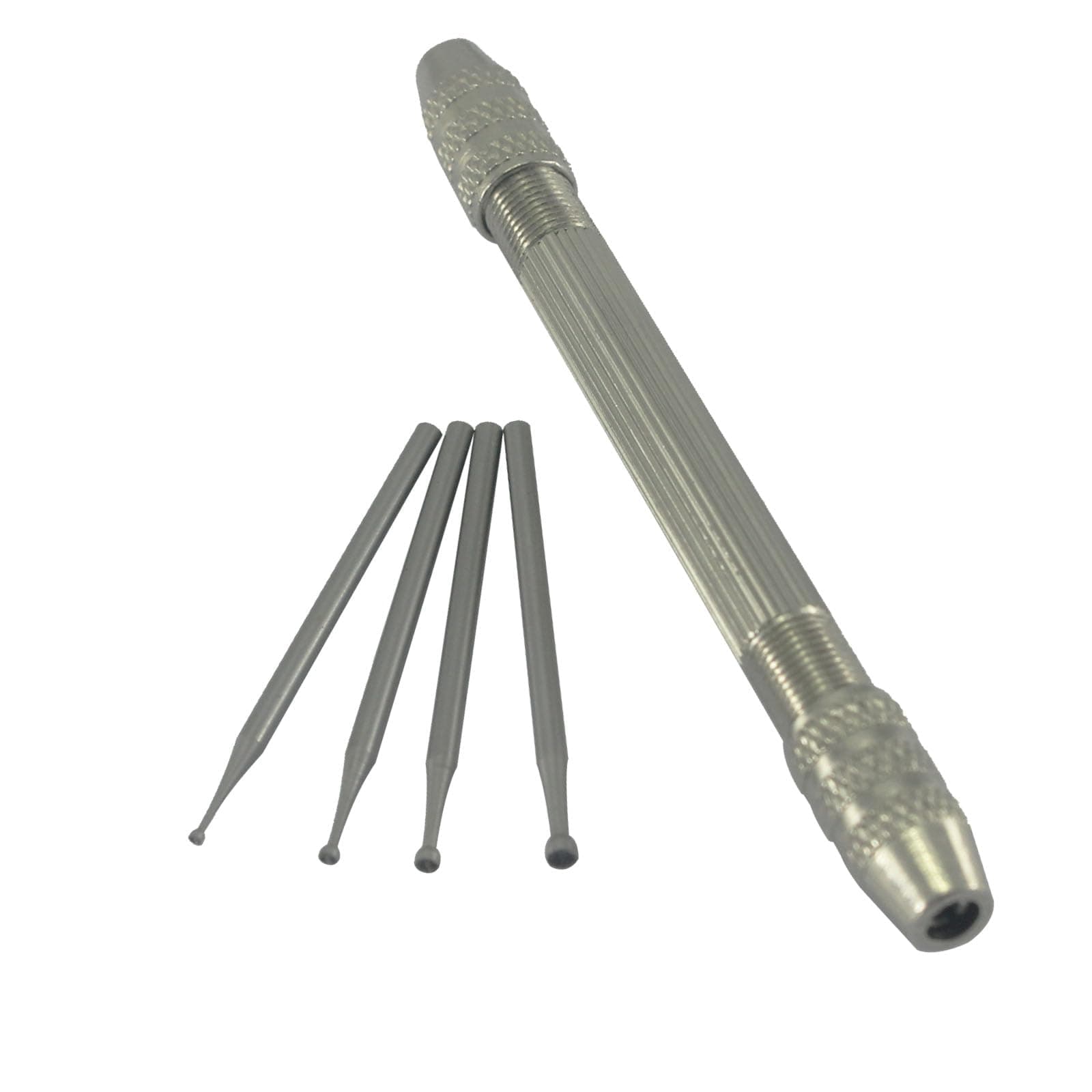 Luo ke 4 Pcs Round Cup Burr, 3/32'' Shank Wire Rounder Bits with Hand Drill Wire Twisting Tools(Burr Size: 1mm/1.4mm/1.8mm/2.3mm)