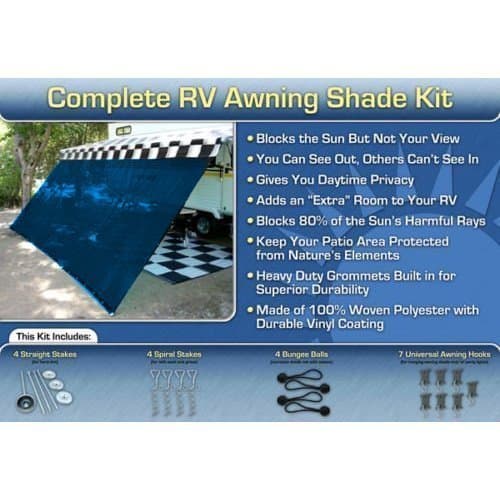 RV Awning Screen Room Awning Shade Complete Kit 8x12 (Blue)
