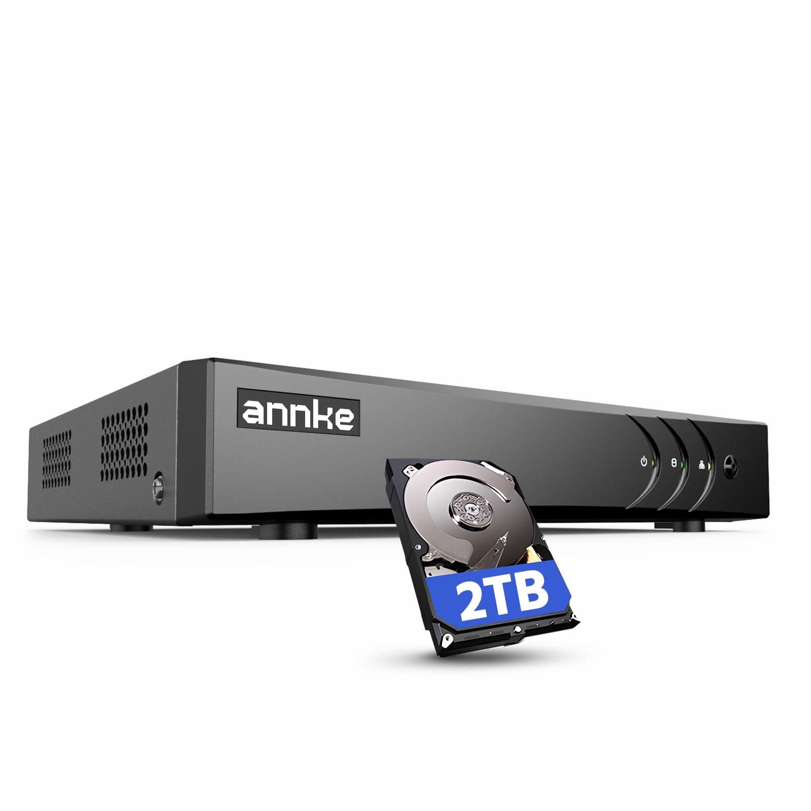 ANNKE CCTV Surveillance DVR with Hard Drive 2TB, 8 Channel 3K Lite H.265+ DVR Video Recorder for CCTV/Analog/AHD/TVI/IP Cameras, Human/Vehicle Detection, Remote Access, Alarm Email with Pictures