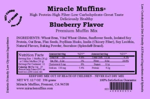 Miracle Muffins Mix - Blueberry - Make 12/36 Muffins - Splenda