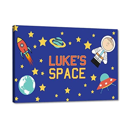 Nutcase Personalized Kids Baby Room Door Sign/Name Plate/Wall Plaque - Screws Included - 12"x8"- Space Explorer