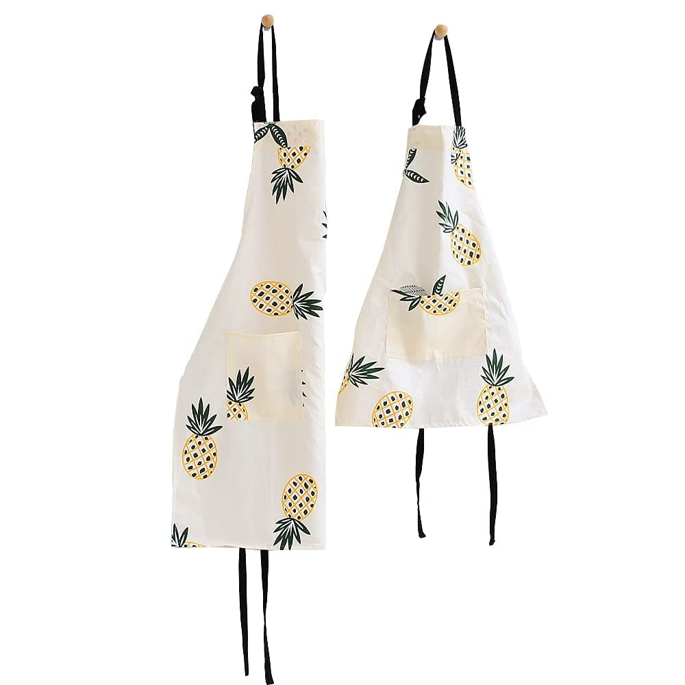 Mother and Daughter Gifts Matching Aprons Cream Pineapple Fruit Prints Full Cotton Aprons for Mommy and Me Women and Kids/Children Girls Boys Kitchen Painting Baking Gardening