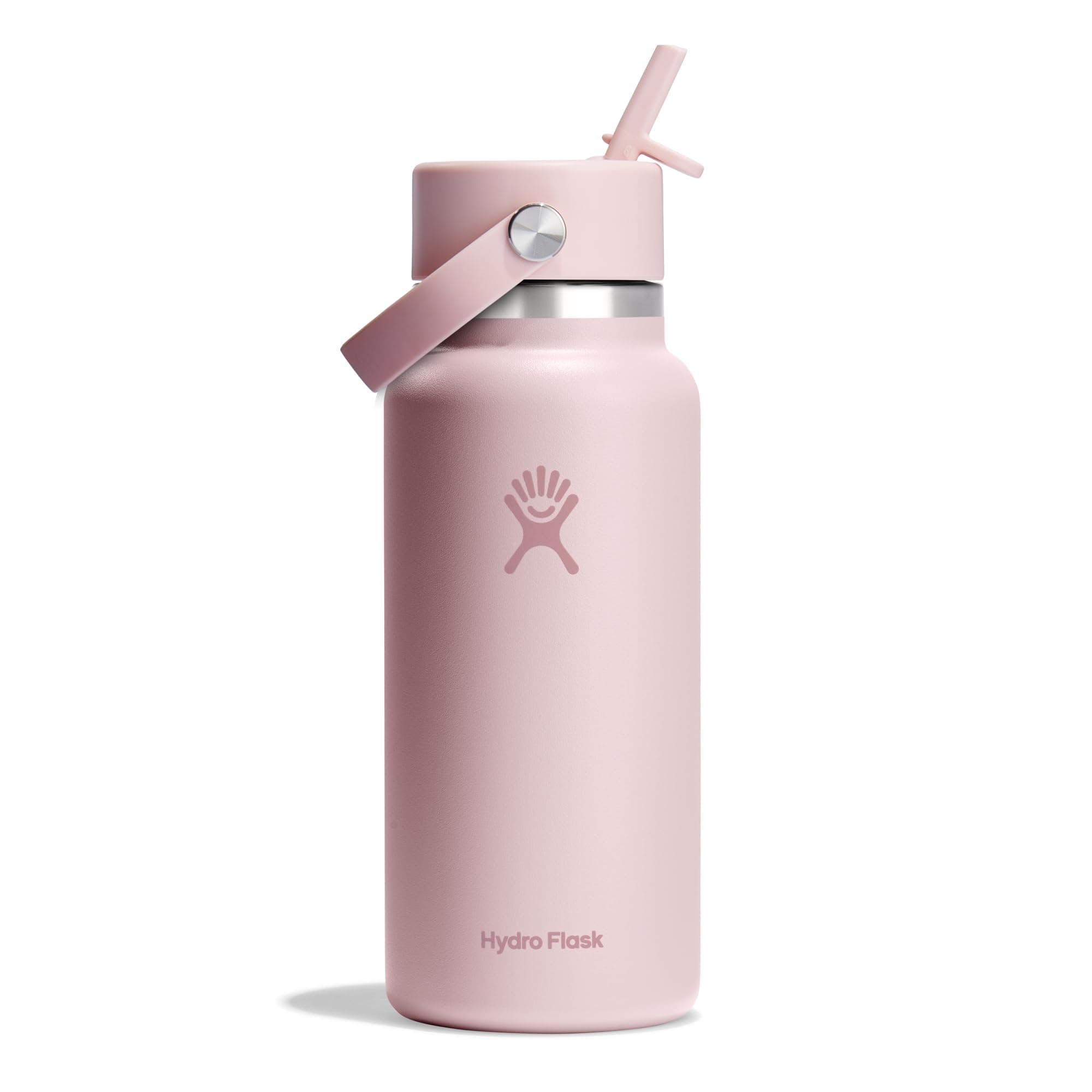 Wide Mouth Water Bottle 946 ml (32 oz) - Vacuum Insulated Stainless Steel Water Bottle with Flex Straw Cap - Trillium, Pink