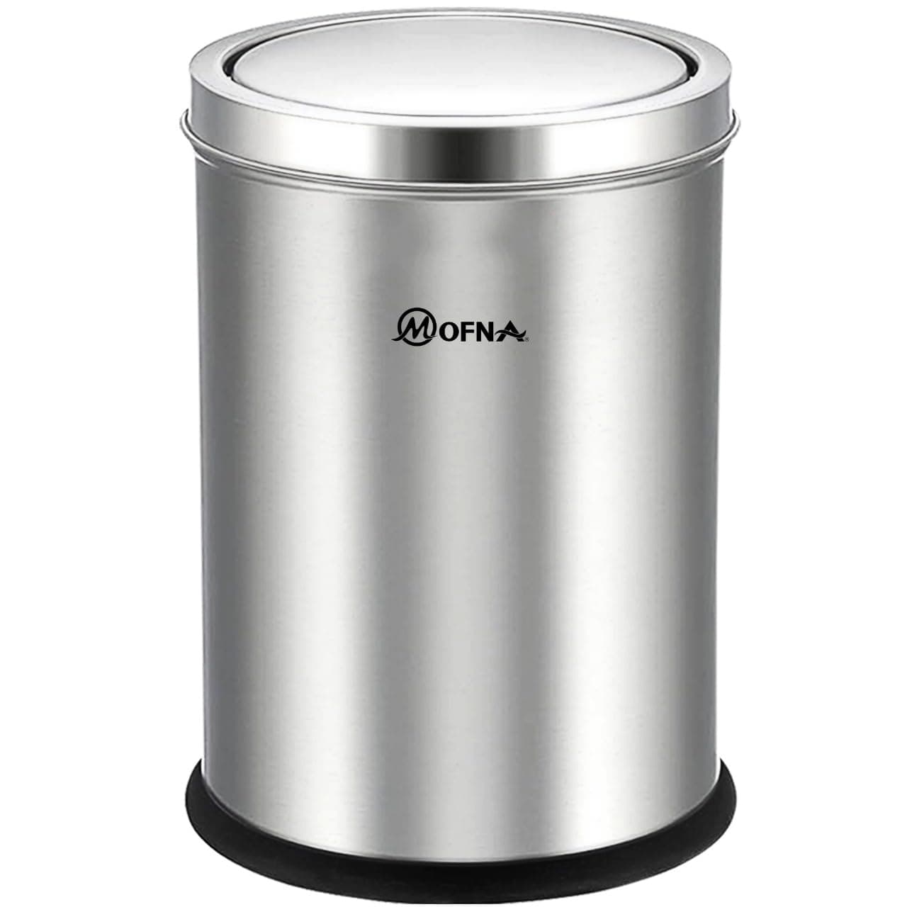 mofna Stainless Steel Swing lid dustbin, Garbage Bin, Trash Can, with removable lid For Home, Kitchen, Bathroom, Office & Commercial Use - 10x14 In -18 Liter, Silver, Pack of 1