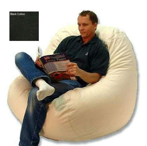 Bean - TBBL-PC-BL - Bigbean Lounger Bean Bag Chair - Cotton Black - 50 in. Diameter