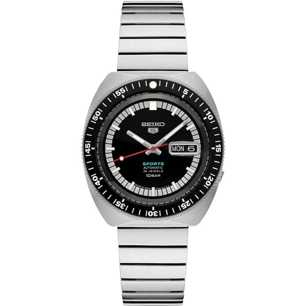 SEIKO SRPK17 Automatic Sport Watch for Men 5 Sport Limited Edition - Black Dial with Date Calendar, Rotating Bezel - Water Resistant 100M, Silver, Sport, Silver, Sports