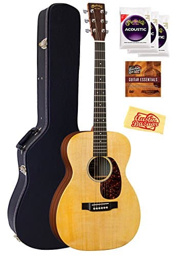 Martin 00X1AE Acoustic-Electric Guitar Bundle with Hard Case, 3 Pack of Strings, Austin Bazaar Instructional DVD, and Polishing Cloth