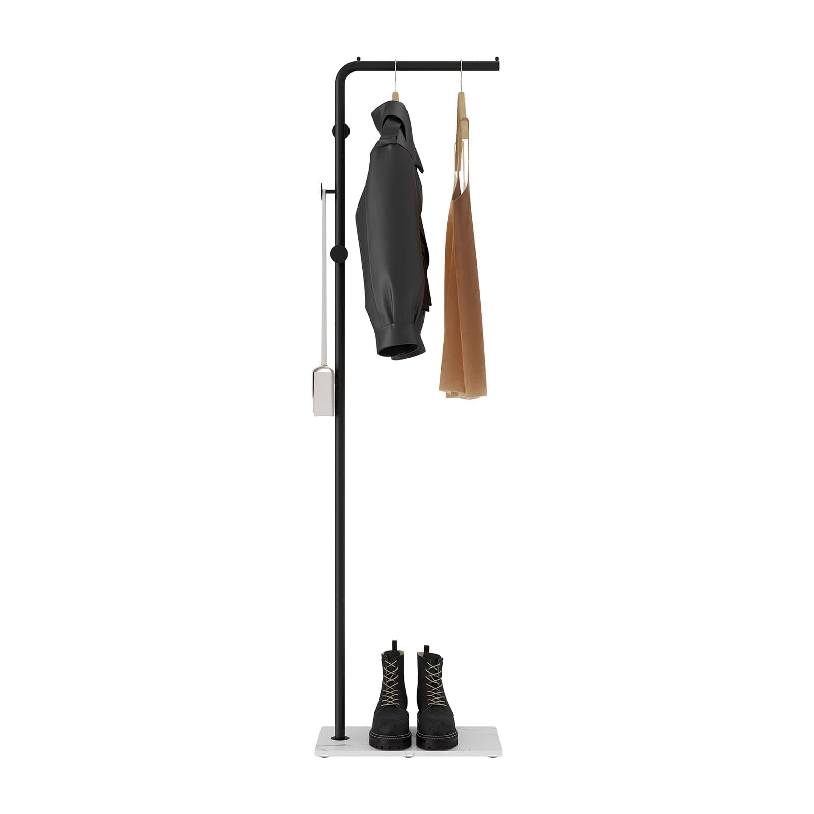RRG Metal Coat Rack Freestanding, 67”Coat Hanger Stand with 3 Hooks Heavy Base Modern Coat Stand for Jackets, Suits, Dress Shirts, Dresses (Black)