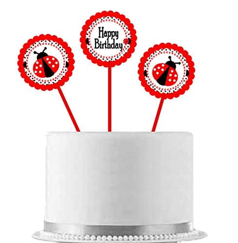Cake / Jumbo Cupcake Food Flourish Cake Decoration Centerpiece Topper Set (Lady Bug)