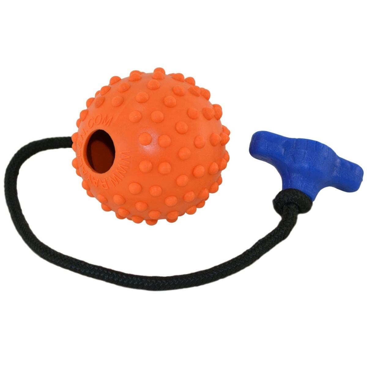 Ray Allen Ball on a Rope - Professional Quality Dog Training Ball - Orange 2.5" Diameter with Tee Handle