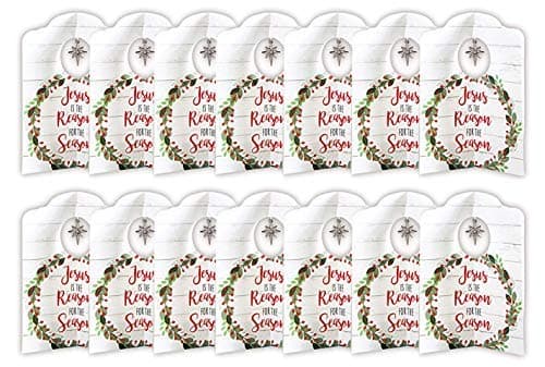 Jesus is The Reason for The Season 3D Pop Up Standing Card with Mailable Christmas Bethlehem Star Ornament and Envelope, 6 Inch, Pack of 12