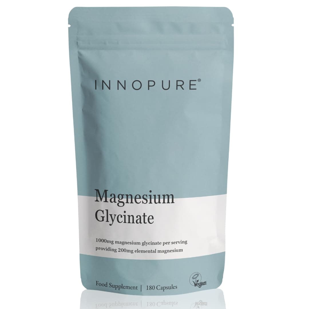 Magnesium Bisglycinate - 180 Capsules - Bioavailable Magnesium Supplements - 1000mg Per Serving (2 Capsules) Providing 200mg of Elemental Glycinate Powder - Made in The UK