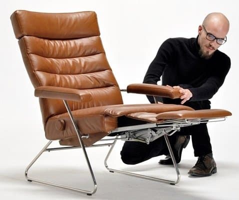 Adele Recliner Chair Saddle Leather by Lafer Recliner Chairs