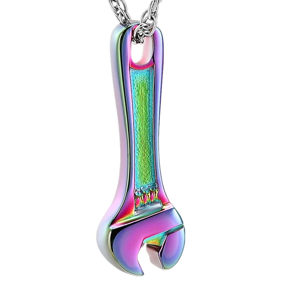shajwo Wrench Urn Necklace for Ashes for Women Men Human Ashes Stainless Steel Hammer Cremation Jewelry for Ashes Pendant