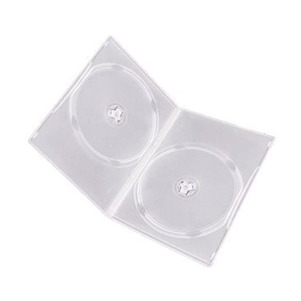 maxtek maxtek 7mm Slim Clear Double CD/DVD Case, 100 Pieces Pack. (2 Discs Capacity per Case)