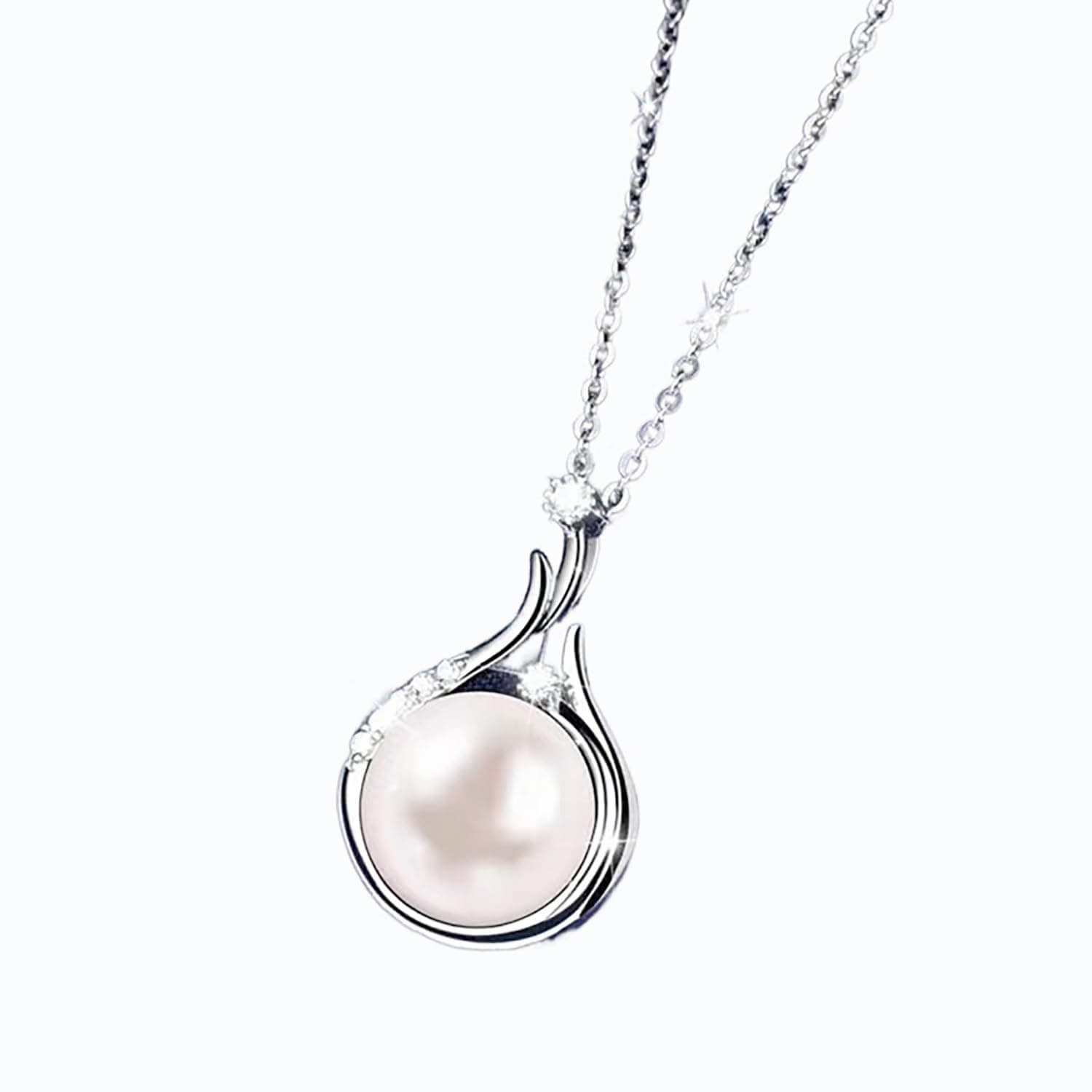 OKA DirectoPearl Necklaces for Women, Pearl Pendant Necklace with Silver Chain for Christmas Anniversary Birthday Wedding Celebration Occasion, Sterling Silver, Pearl