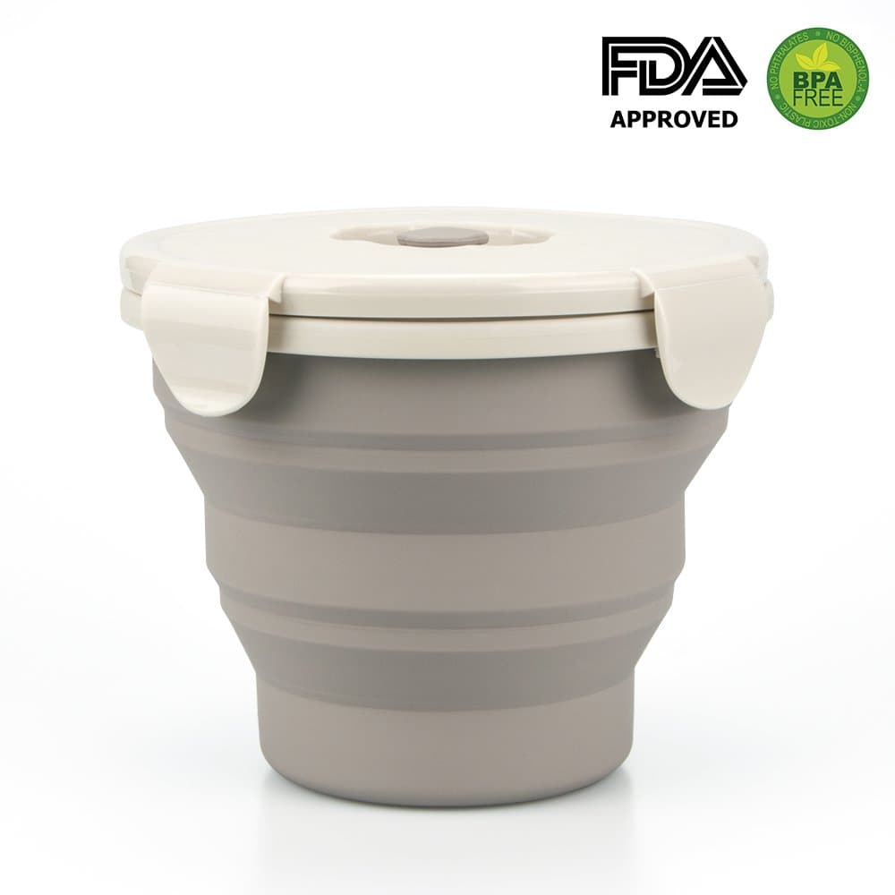 Collapsible Food Storage Containers, Silicone Collapsible Stackable Food Storage Containers Round Set Meal Prep Airtight With Clip Lids For Freezer, Foldable Lunch Bowl Bento Box, BPA Free, Microwave, Dishwasher Freezer Safe