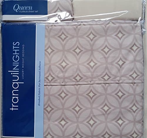 Divatex Tranquil Nights Luxury Weight Bedding Queen 6 Piece Sheet Set (Queen, Tan Geometric) by Divatex
