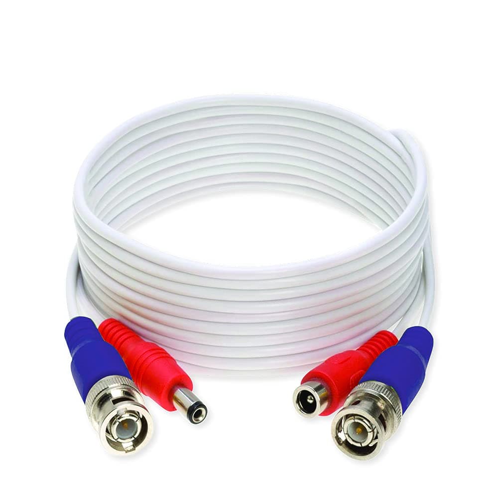 AVUE60 Ft Pre-Made RG59 Siamese Cable TVI/AHD/CVI Video/Power Extension 4K Cable, BNC: Male to Male, DC: Male to Female, ACN-SIAM60F
