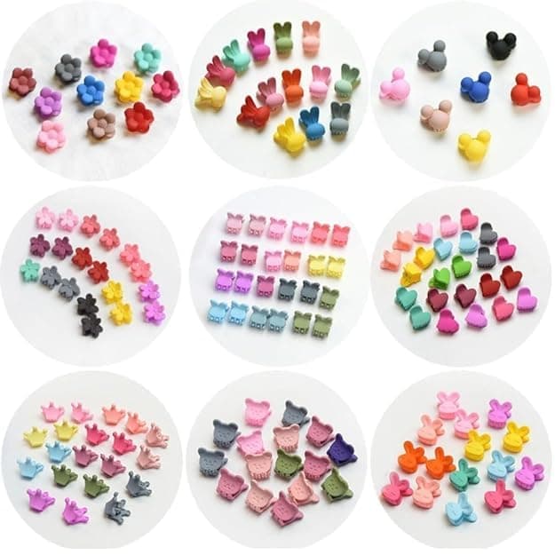 50 pcs Mini Colorful Hair Clips – Random Designs Hair Claws for Girls, Babies & Women | Cute Hair Accessories for Multiple Hairstyles (Pack of 50 Clips)