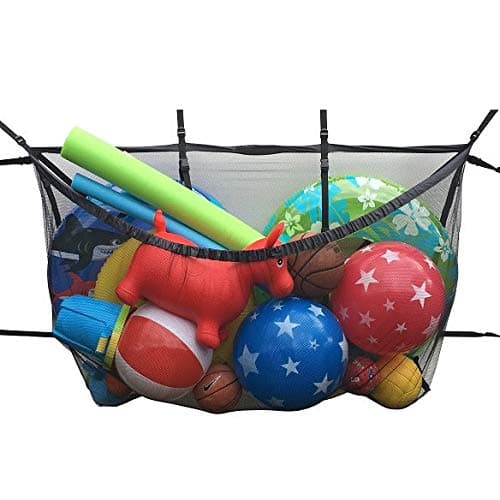 MESH TITAN Pool Storage Bag - High Strength, Expanding, Adjustable Pool Float Organizer for 30lbs of Large Floats, Toys, rafts, Noodles, Sports Balls (Black)