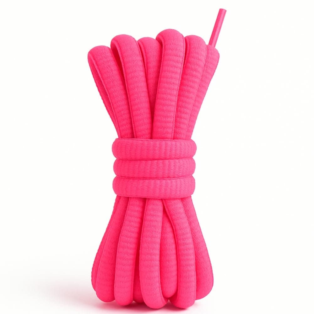 120cm Neon Pink Oval Sports Shoelaces – Durable Trainer & Sneaker Laces for Running, Basketball, Tennis, Football & Athletic Shoes