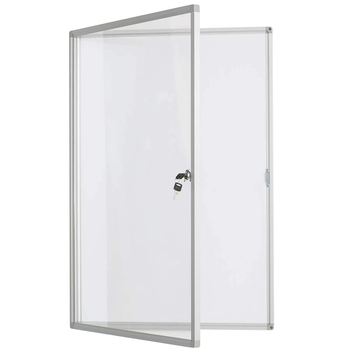 BIBOC 36x24 Inches Lockable Bulletin Boards White Board Frame Enclosed Display Case,with Magnets,for School Message Notice Whiteboard