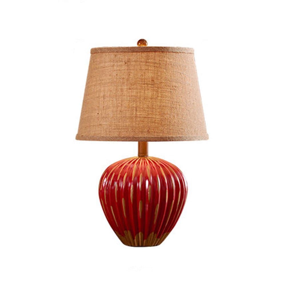 ATOPH Vintage Style Bedside Lamp Ceramic Body with Fabric Shade Home Decor Lighting E27 Lampholder