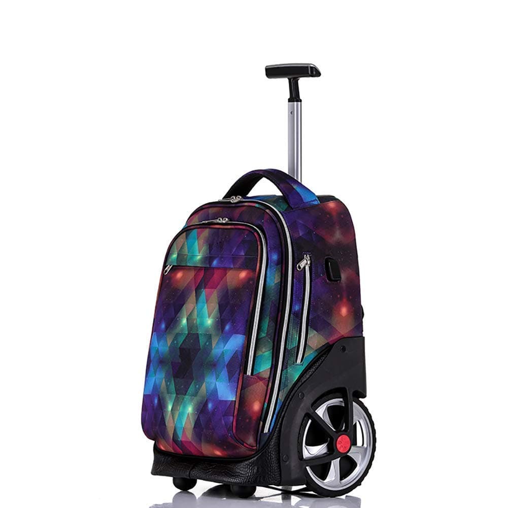 Rolling Backpack 18 Inch Multifunction Luggage School Travel Laptop Climbing Stairs Trolley School Bags,E