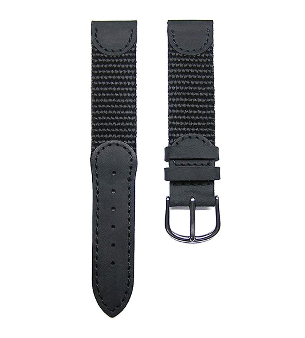 17mm Black Leather & Nylon Watch Band Fits Victorinox Swiss Army Original Series Small 24240, 24241 & 24379