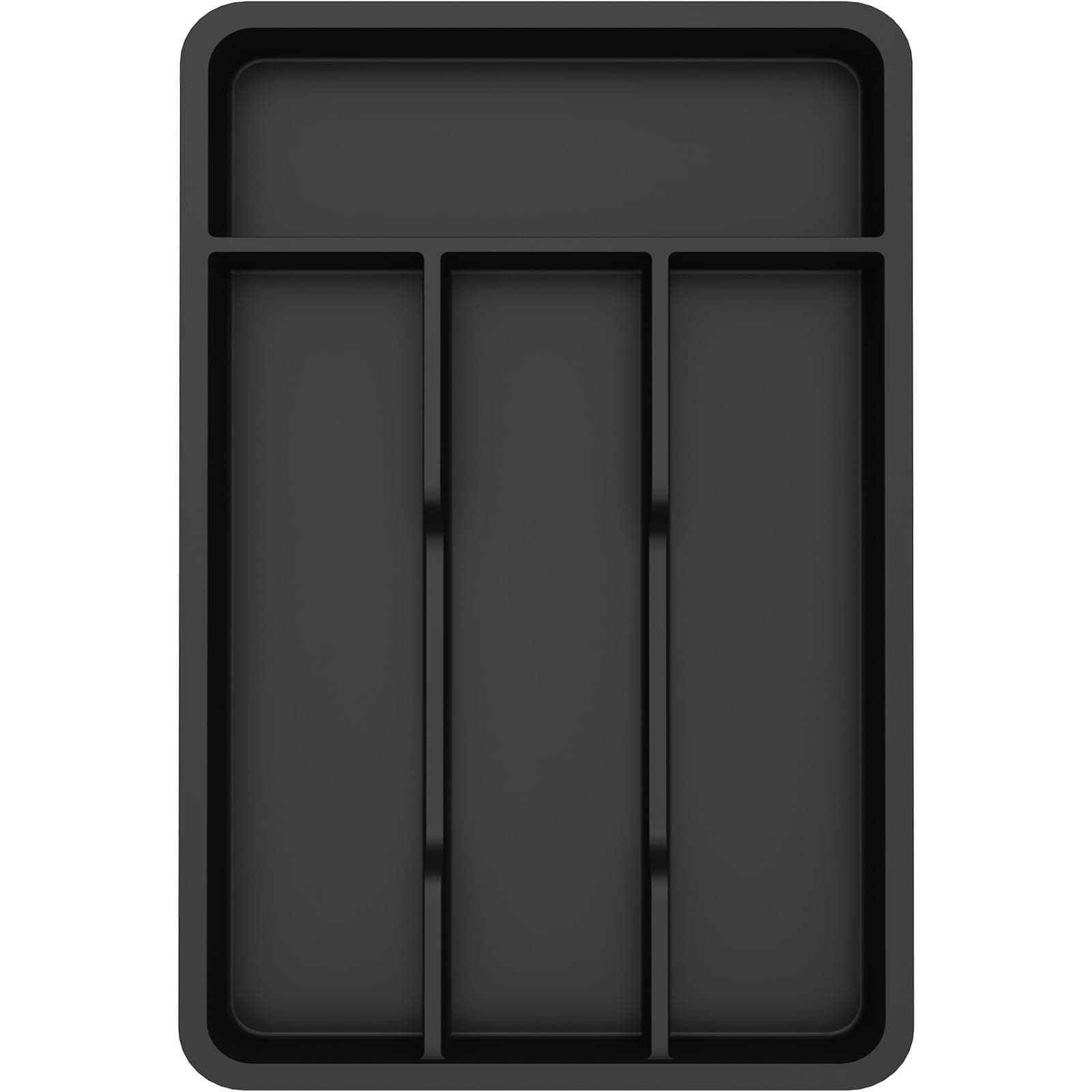 Lifewit Silverware Drawer Organizer Tray, Plastic Cutlery Storage for Kitchen, Flatware and Utensil Holder Divider for Spoons Forks Knives Tableware, 7.8 x 12.4", 4 Slots, Black
