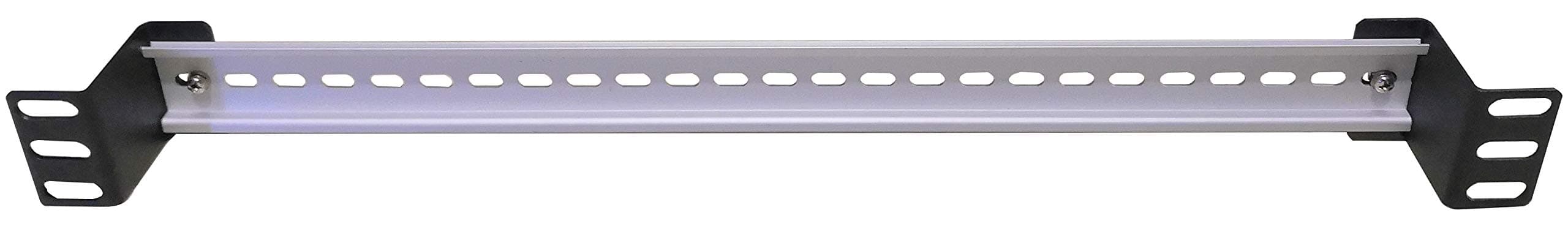 DIN Rail Mount Bracket | Rack Mount DIN Rail Kit Rack Ear DIN Rail Slotted Aluminum Alloy Oxidized 17" Length 35mm Width 7.5mm Height (RACK 3517)