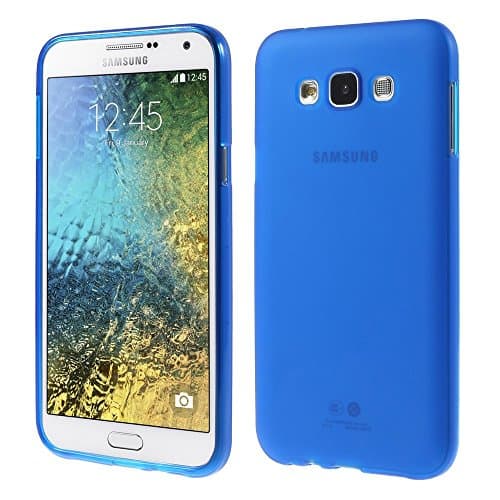 Soft Flexible Matte Semi-Transparent Gel TPU OEM Fitment Skin Case Cover by Milam Dairy Wireless® for Samsung Galaxy E7 Compatible with E7 SM-E700, SM-E700F, SM-E700F/DS, SM-E700H, SM-E700H/DD, SM-E700H/DS, SM-E700M, SM-E700M/DS (Blue)