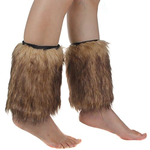 ECOSCO One Pair 8 Inches Faux Wolf Fur Leg Warmers Women Lady WARM SOFT COZY FUZZY Fashion Warmers Boots Cuffs Cover