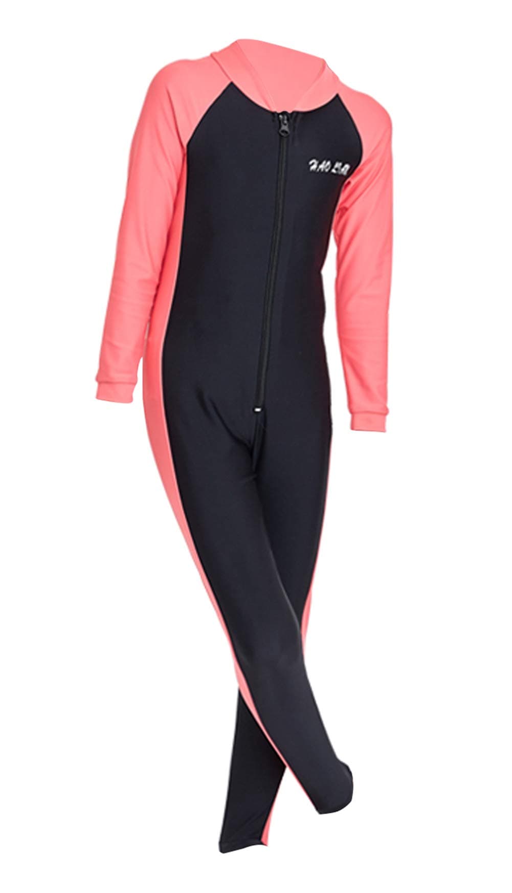 Girls Long Sleeve Swimsuits UV 50+ Sun Protection Rash Guard One Piece Floating Swimming Costume Wetsuit for Water Sports Black-Pink S