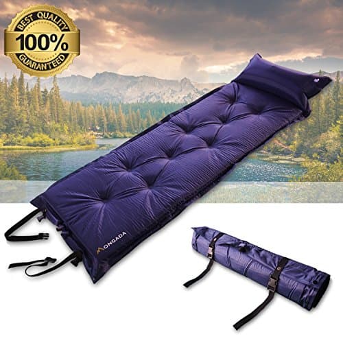 Self Inflating Air Mattress, 2" Thick & Attached Pillow (24,8" x 71,6", Blue, Set of 1)